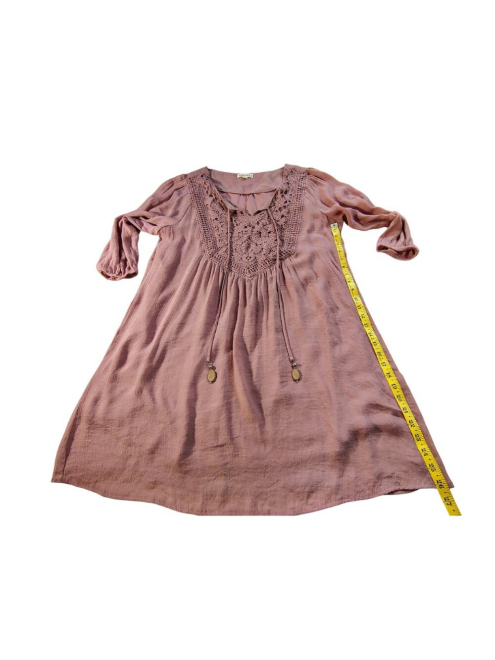 Indigo Rose Womens Mauve Textured 3/4 Sleeve Dress 2X Relaxed fit Lightweight - Picture 4 of 10